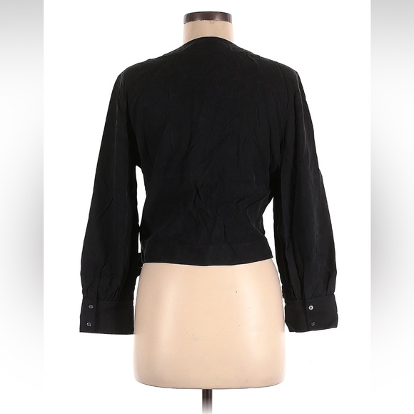 Everlane The Washable Silk Wrap Top in Black Size 8 - Picture 2 of 10
